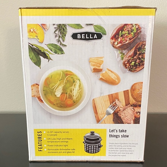 Abella Checkered Black and White Slow Cooker